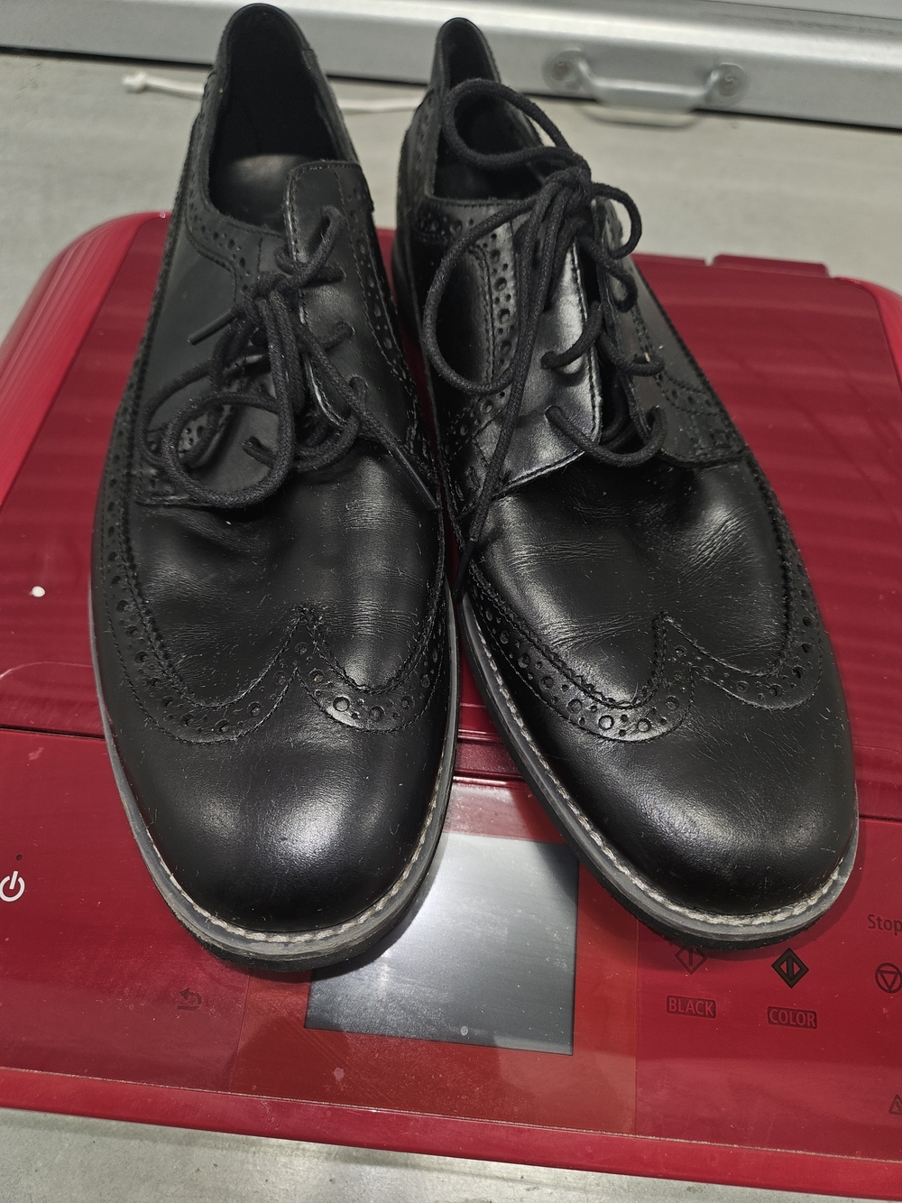 Timberland Black Leather Wingtip Lace-Up Oxfords